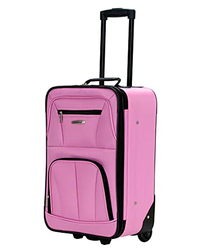 Rockland Fashion Softside Upright Luggage Set, Expandable, Pink, 4-Piece (14/19/24/28)