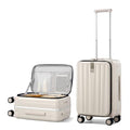 Hanke 20 Inch Carry On Luggage with Wheels PC Hard Shell Suitcase Top Opening Aluminum Frame Travel Luggage Suitcases for Woman Men Gifts.(Ivory White)