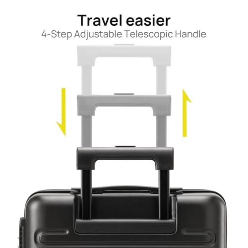 NINETYGO Carry On Luggage 22x14x9 Airline Approved, 20 Inch Luggage with Smooth Double Spinner Wheels, Hard Shell PC+ABS Suitcase Carry-On, Lightweight Travel Luggage, TSA Approved (Black, Andes)