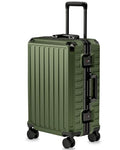 LUGGEX Carry On Luggage with Spinner Wheels, 8010S Aluminum Frame Zipperless Polycarbonate Hard Shell Suitcase (ZX-Core, Green, 21 Inch)