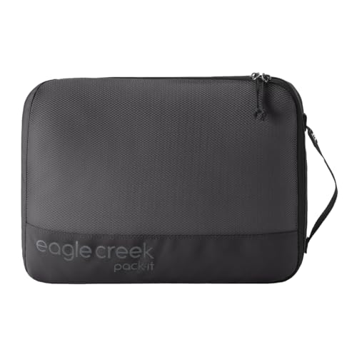 Eagle Creek Pack-It Reveal Cube - Lightweight Packing Cubes for Optimizing Luggage Space - Easy to Carry - Mesh Fabric - Water-Resistant - Easy Grab Zipper - Medium - Black