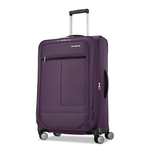 Samsonite 2-PC Soft-Sided 21/25” (Carry-On & Medium Checked), Lightweight Expandable Element Luggage Set: 2 Front Pockets & Side Pocket, Four Spinner Wheels, Adjustable Handle, Durable- Purple