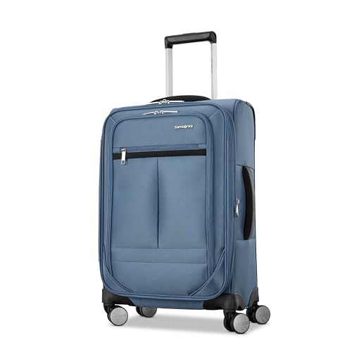 Samsonite Carry-On Soft-Sided Expandable 21-Inch Element Suitcase: Airline Approved for Most Major Airlines, Durable, 360° Spinner Wheels, Adjustable Handle, 2 Front & Side Pocket- CAPTAINS BLUE