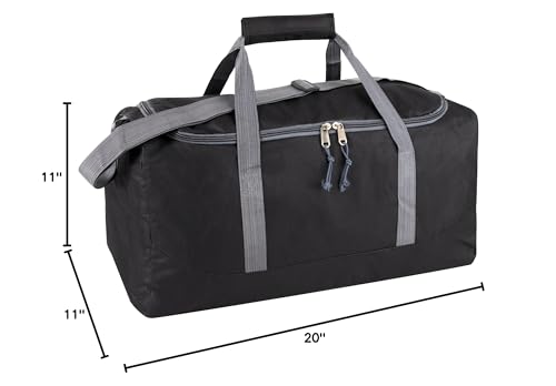 20 Inch, 40 Liter Duffel Bag for Men, Women Travel Weekender Overnight Carry-on Shoulder Duffel Tote Bag (Black)