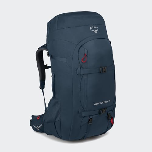 Osprey Farpoint Trek 75L Men's Travel Backpack, Muted Space Blue
