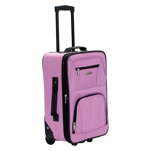 Rockland Fashion Softside 2 Piece Luggage Set, Expandable, (14" Tote/19" Upright), Pink