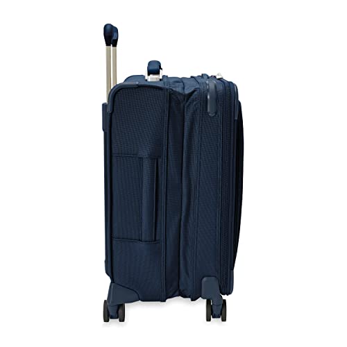 Briggs & Riley Global 21" Carry On Expandable Spinner - Luggage for International Travel, Suitcases with Wheels, Softside Rolling Bag for Men & Women, Self-Repairing Zipper - Baseline Collection, Navy