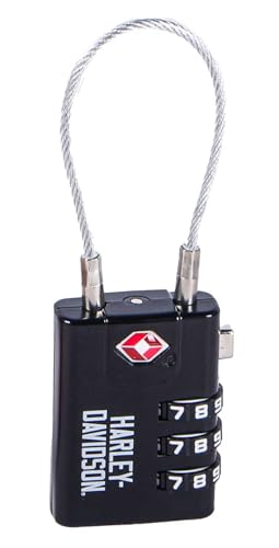 Harley-Davidson TS-Approved Combination Luggage Lock, Rugged Zinc Alloy - Black