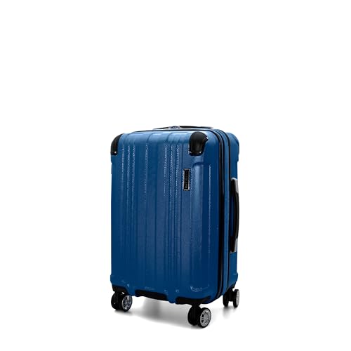 Gabbiano Bravo Expandable Hardside Suitcases with Spinner Wheels, Rolling Travel Bag Bundle, Lightweight ABS Hardshell, 3-Piece Hardside Luggage Set (Metallic Blue, Carry-On 21")
