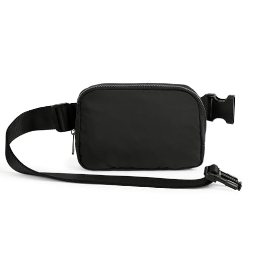 ODODOS Unisex Mini Belt Bag with Adjustable Strap Small Fanny Pack for Workout Running Traveling Hiking, Black