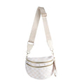 FEIBOON Spacious Checkered Nylon Crossbody Bag Bum Bag Handbags Wallets for Women (beige checkered)