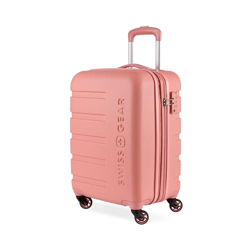 SwissGear 7366 Signature Hardside Expandable Luggage with Spinner Wheels, TSA Lock, Cup-Holder, Coral Almond, Carry-On 19-Inch