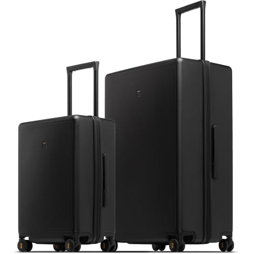 LEVEL8 Luggage Sets 2 Piece, 20/28 inch Hardshell Suitcases Sets, Lightweight Luminous Textured Hardside with Spinner Wheels, Tsa Lock, 2-Piece Set (20/28), Black