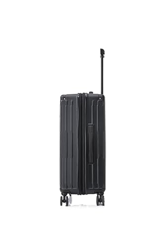 Rockland Costa Mesa 3 Piece Luggage Set, 2 Piece Hard Case Upright Luggages with Spinner Wheels and a 14" Polyester Tote Bag, (20"/24"/14" Tote), Black