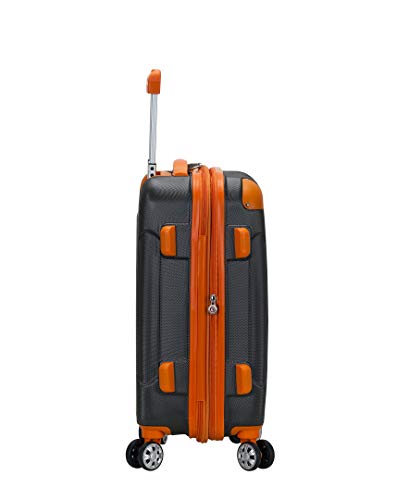 Rockland London Hardside Spinner Wheel Luggage, Charcoal, Checked-Large 28-Inch