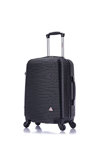 InUSA ROYAL Hardside Luggage with Ergonomic Handles | Spacious Travel Suitcase with Four Spinner Wheels and Studs | 20 Inch Hardside Carry-On Spinner Luggage | Black