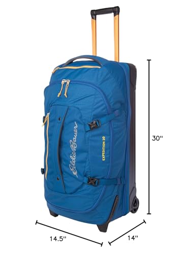 Eddie Bauer Expedition Rolling Duffel Bag with Wheels | Travel | Check-In | Luggage | Rugged | Durable - True Blue, 30"