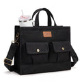 Lee Canvas Tote Bag for Women, Medium Women's Crossbody Bags Work Laptop, Zipper Handbag Purse, Adjustable Detachable Strap, Multi Compartment Shoulder Bag for Commute Travel, LEE53-006BK