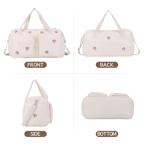 ALINUOYQ Quilted Diaper Bag Tote Cute Large Baby Bag for Mom, Hospital Bags for Labor Delivery, Weekender & Overnight Travel Duffel Bags for Women, Pañaleras para Bebe