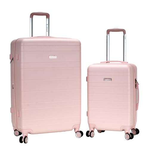 Rockland Palm Beach Hardside 2 Piece ABS Luggage Set, (20"/27"), Pink