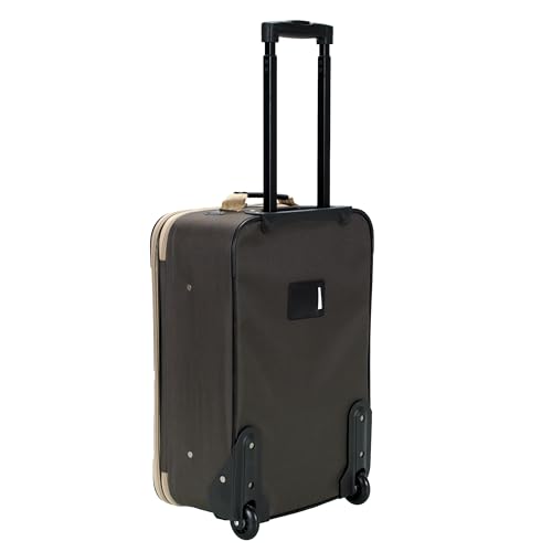 Rockland Fashion Softside Upright Luggage Set,'Expandable,Lightweight,Telescopic Handle,Wheel, Brown, 2-Piece (14/19)
