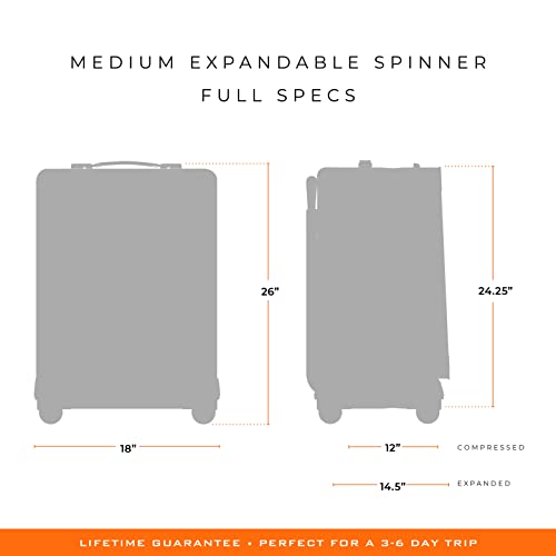 Briggs & Riley 26" Medium Expandable Spinner - Checked Luggage for Travel, Suitcases with Wheels, Softside Rolling Bag for Men & Women, Self-Repairing Zipper - Baseline Collection, Black