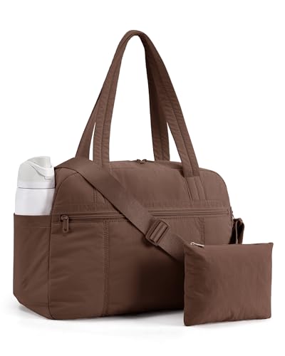 LIGHT FLIGHT Personal Item Travel Bag, Lightweight Gym Bag for Women, 20L Weekender Bag with Toiletry Pouch, Carry on Overnight Dance Bag, Coffee