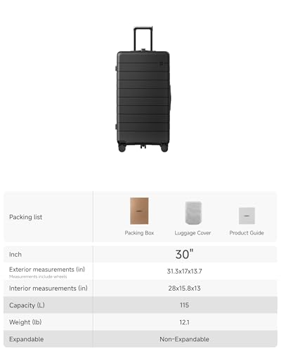 LUGGEX 30 Inch Trunk Luggage - HUP Polycarbonate Hardside Large Checked Suitcase with 5 Spinner Wheels & Shock-Absorbing Wheels, TSA Lock (EX-Enhance,Reef Black, 30 Inch)