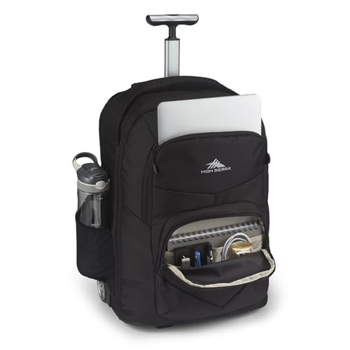 High Sierra Freewheel Pro Wheeled Backpack, Rolling Laptop Bag for Travel, Fits most 15” Laptops, 40L, Black