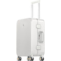 LEVEL8 Zipperless Carry On Luggage Airline Approved with Aluminum Frame, Cute Hardshell Suitcase with Spinner Wheels, Metal Rolling Travel Case with Tsa Locks, 20 Inch, Off White