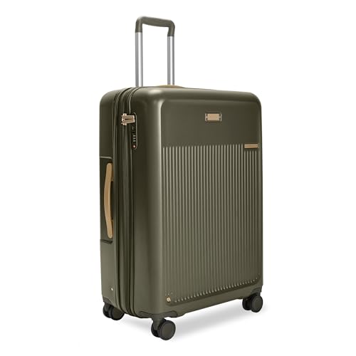Briggs & Riley 30" Large Expandable Spinner - Checked Luggage for Travel, Suitcases with Wheels, Hardside Rolling Bag for Men & Women, Self-Repairing Zipper - Sympatico Collection, Olive