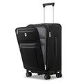 LEVEL8 Carry On Luggage Airline Approved with Compartment, Softside Expandable Rolling Suitcase with Spinner Wheels, Black, Carry-On 20-Inch