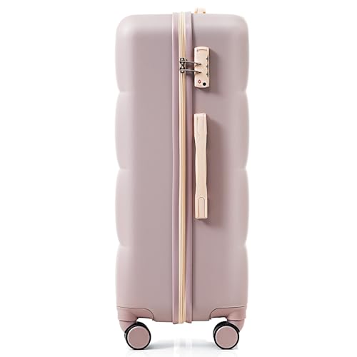 MoBtovs 3 Piece Luggage Set, ABS Hardside Suitcase Set (20/24/28) with Cup Holder and Spinner Wheels, Hook Up, Multiple Color Options, Suitable for Long-Term Travel, Rosy Brown