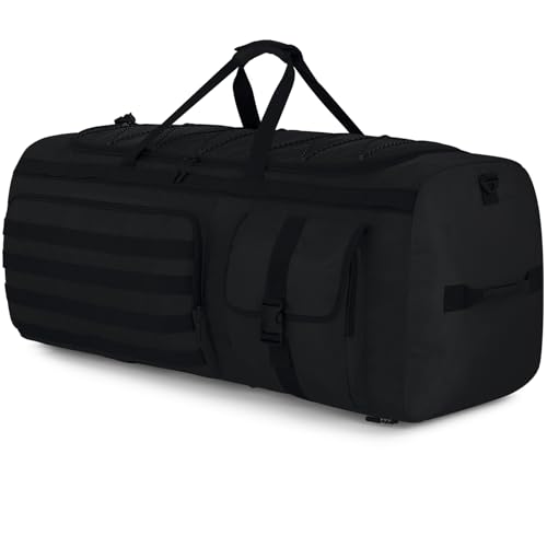 Gonex 130L Extra Large Duffel Bag for Men, Heavy Duty 3 in 1 Convertible Carry Travel Duffle, with Shoe Compartment, Tactical Loops, Sports Gear Bag for Family Trips (Black)