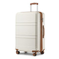 Kono 28 Inch Luggage Expandable Suitcase with Spinner Wheels TSA Lock Lightweight PC+ABS Hardside Large Checked Luggage Durable Rolling Suitcase Cream White