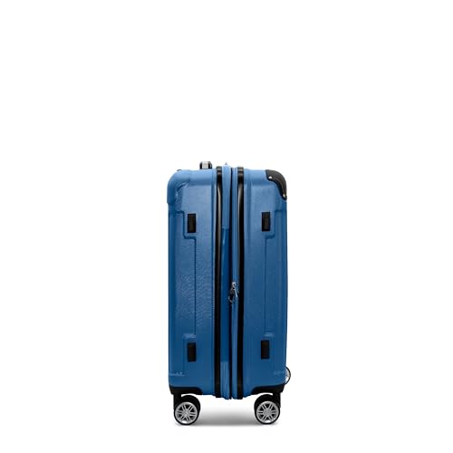 Gabbiano Bravo Expandable Hardside Suitcases with Spinner Wheels, Rolling Travel Bag Bundle, Lightweight ABS Hardshell, 3-Piece Hardside Luggage Set (Metallic Blue, Carry-On 21")