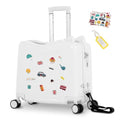 smilesun 20" Ride-On Travel Suitcase for Kids, Cute Ear Toddler Carry on Luggage with Spinner Wheels, Children Rolling Trolly Luggage with Combination Lock (Matte White with Rope)