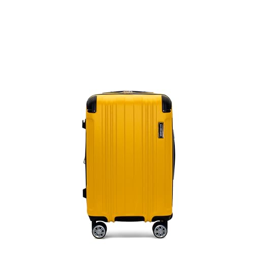 Gabbiano Bravo Expandable Hardside Suitcases with Spinner Wheels, Rolling Travel Bag Bundle, Lightweight ABS Hardshell, 3-Piece Hardside Luggage Set (Yellow, Carry-On 21")