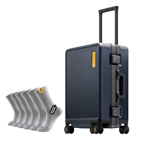 LEVEL8 Zipperless Carry On Luggage with Mens Work Crew Socks