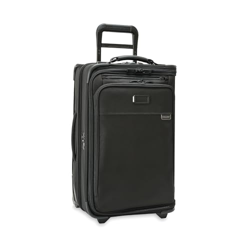 Briggs & Riley 22" Carry-On 2-Wheel Garment Bag - Carry On Luggage for Travel, Suitcases with Wheels, Softside Rolling Bag for Men & Women, Built in Hook for Clothes - Baseline Collection, Black