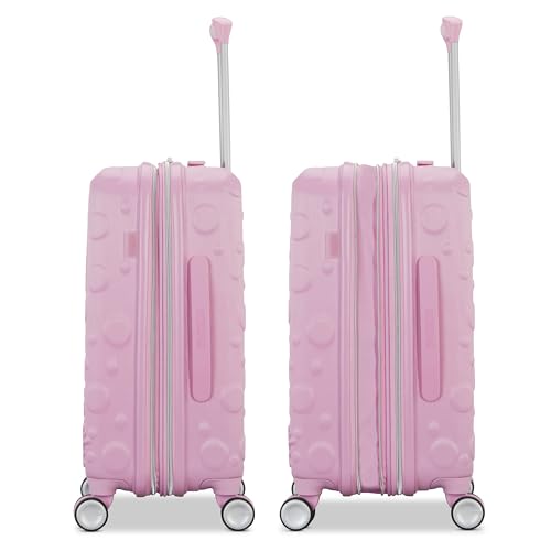 American Tourister Minnie Mouse Carry-On Luggage - Airline Approved, Durable Hardshell with RightHeight Adjustable Handle - Expands 1.5in - Roll Confidentially with Dual 360 Spinner Wheels