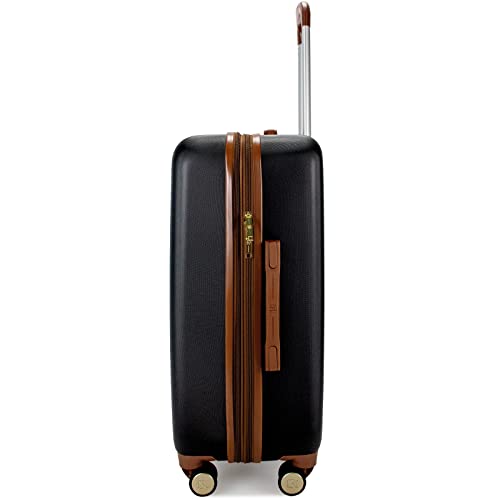 Badgley Mischka Mia 3 Piece Expandable Retro Luggage Set (Black)