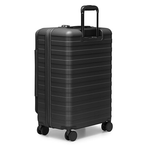 Traveler's Choice Novia Top Opening Expandable Polycarbonate Luggage with Spinner Wheels, Black, 25-Inch Medium