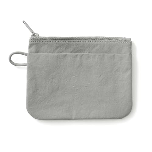 MUJI Wrinkled Nylon Small Flat Pouch Gray For Travel