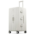 Hanke Premium 28 Inch Zipperless Extra-Large Checked Luggage, Aluminum Frame Hard Shell PC Suitcase with TSA Lock and Multi-Handle Design, 8 Quiet Spinner Wheels for Extended Trips（White）