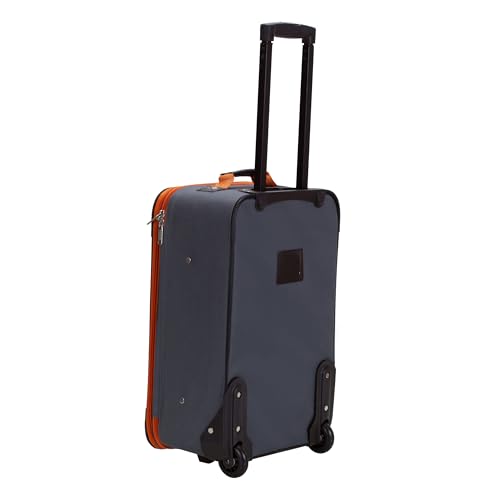 Rockland Fashion Softside 2 Piece Luggage Set, Expandable, (14" Tote/19" Upright), Charcoal