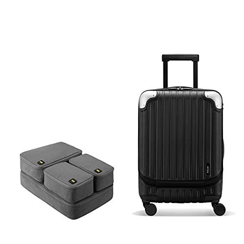 LEVEL8 Grace Expandable 20" Carry-On Luggage with 4 PC Organizer Packing Cubes - Black, Carry-On 20-Inch