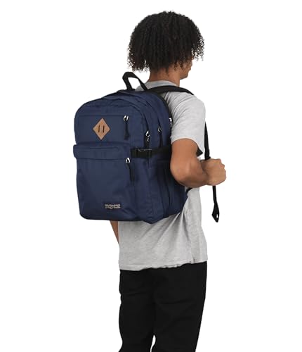 JanSport Main Campus Backpack - Travel or Work backpack w 15-Inch Laptop Sleeve and Dual Water Bottle Pockets, Navy