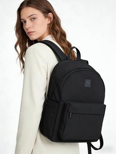 Hanke Travel Backpack for Women Men, Small College Laptop Backpack, Lightweight Water-Resistant Work Bookbag, Cute Casual Daypack for 15.6 Inch Laptop, Reddish Brown
