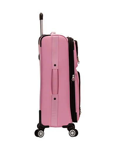 Rockland 5-Piece Softside Spinner Wheel Luggage Set, Pink (14" Tote/19"/24"/28"/32")